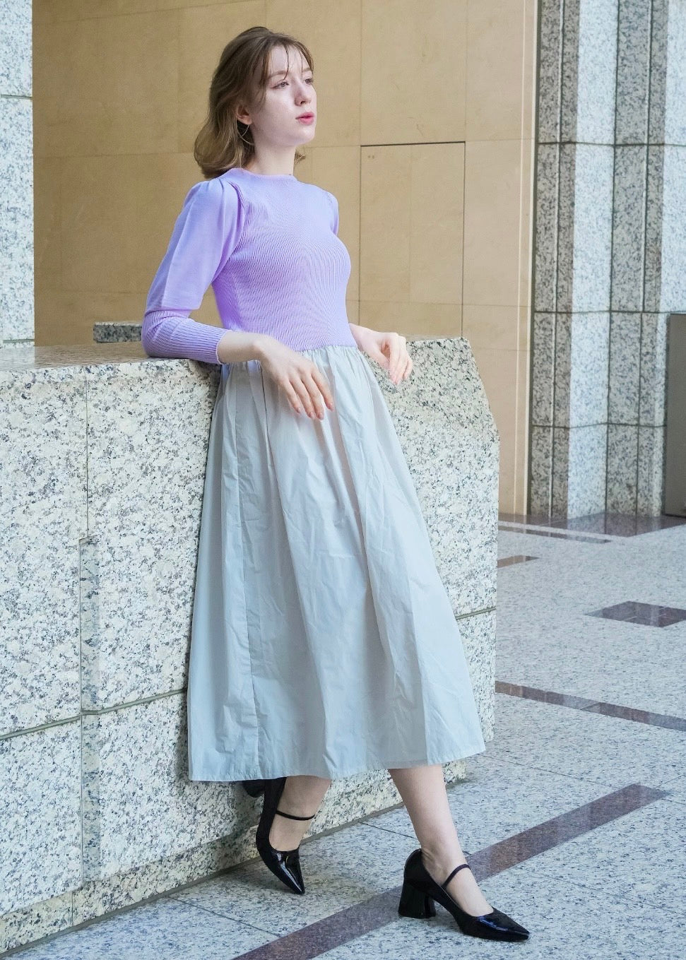 KNIT COMBO DRESS